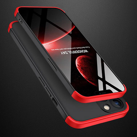 Custodia Plastica Rigida Cover Opaca Fronte e Retro 360 Gradi M01 per Apple iPhone 13 Mini Rosso e Nero