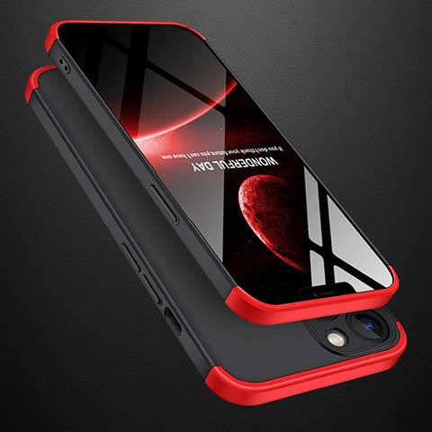 Custodia Plastica Rigida Cover Opaca Fronte e Retro 360 Gradi M01 per Apple iPhone 14 Pro Max Rosso e Nero