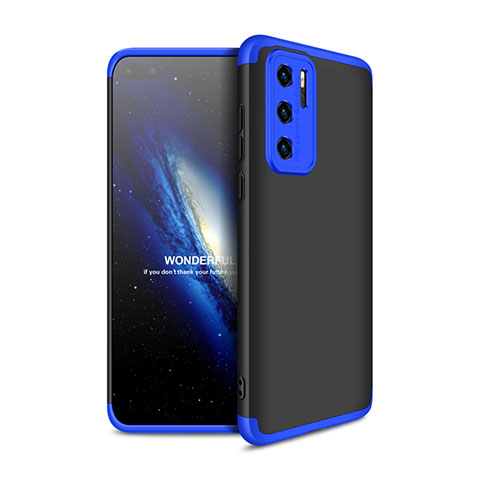 Custodia Plastica Rigida Cover Opaca Fronte e Retro 360 Gradi M01 per Huawei P40 Blu e Nero