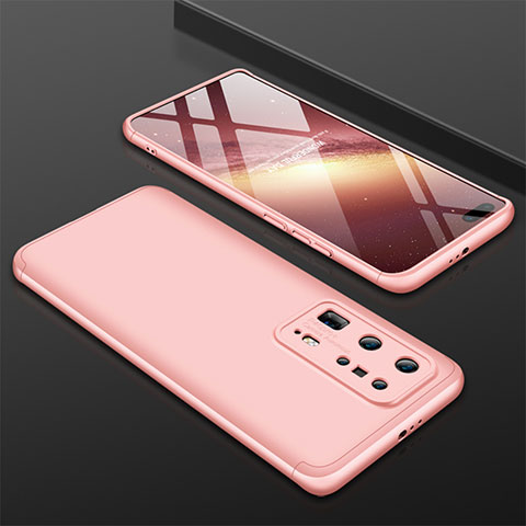 Custodia Plastica Rigida Cover Opaca Fronte e Retro 360 Gradi M01 per Huawei P40 Pro+ Plus Oro Rosa