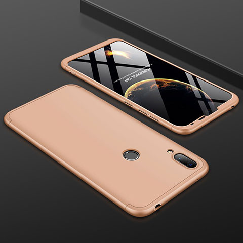 Custodia Plastica Rigida Cover Opaca Fronte e Retro 360 Gradi M01 per Huawei Y7 (2019) Oro