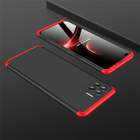 Custodia Plastica Rigida Cover Opaca Fronte e Retro 360 Gradi M01 per Oppo F17 Pro Rosso e Nero