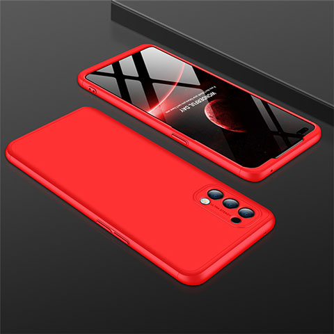 Custodia Plastica Rigida Cover Opaca Fronte e Retro 360 Gradi M01 per Oppo Reno4 4G Rosso