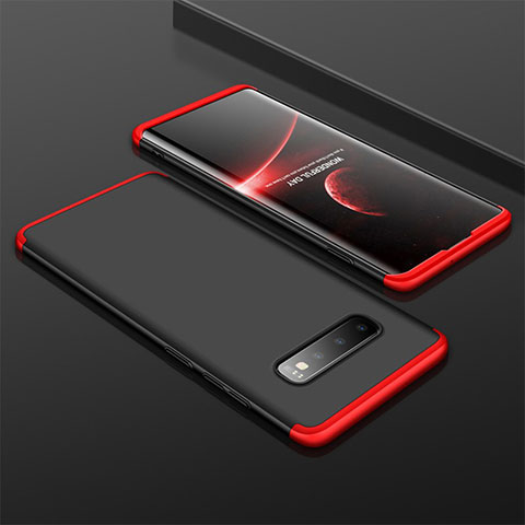 Custodia Plastica Rigida Cover Opaca Fronte e Retro 360 Gradi M01 per Samsung Galaxy S10 Plus Rosso e Nero