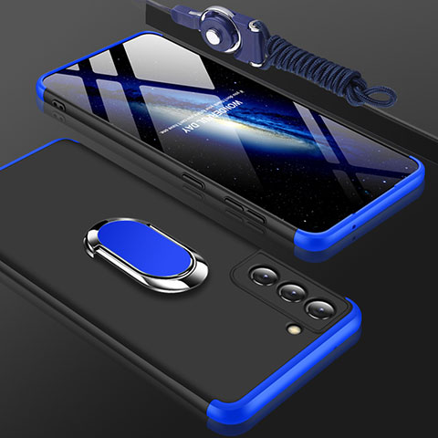 Custodia Plastica Rigida Cover Opaca Fronte e Retro 360 Gradi M01 per Samsung Galaxy S21 5G Blu e Nero