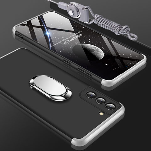 Custodia Plastica Rigida Cover Opaca Fronte e Retro 360 Gradi M01 per Samsung Galaxy S21 Plus 5G Argento e Nero