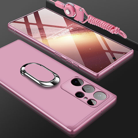 Custodia Plastica Rigida Cover Opaca Fronte e Retro 360 Gradi M01 per Samsung Galaxy S22 Ultra 5G Oro Rosa