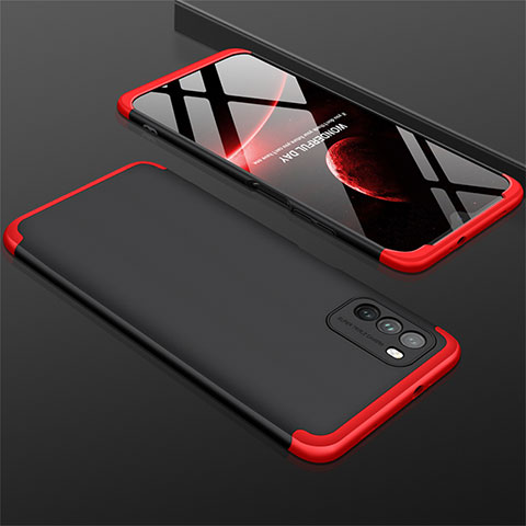 Custodia Plastica Rigida Cover Opaca Fronte e Retro 360 Gradi M01 per Xiaomi Poco M3 Rosso e Nero