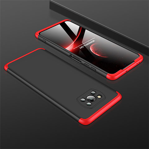 Custodia Plastica Rigida Cover Opaca Fronte e Retro 360 Gradi M01 per Xiaomi Poco X3 NFC Rosso e Nero