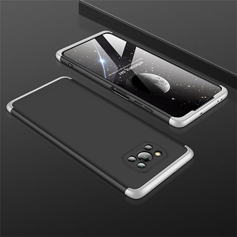 Custodia Plastica Rigida Cover Opaca Fronte e Retro 360 Gradi M01 per Xiaomi Poco X3 Pro Argento e Nero