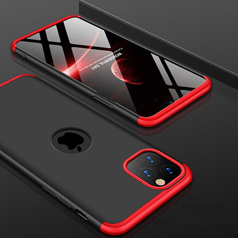 Custodia Plastica Rigida Cover Opaca Fronte e Retro 360 Gradi P01 per Apple iPhone 11 Pro Max Rosso e Nero