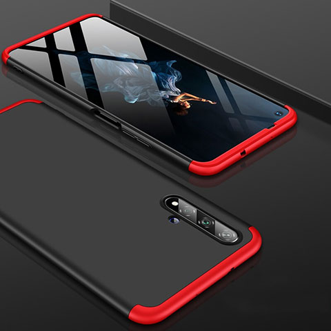 Custodia Plastica Rigida Cover Opaca Fronte e Retro 360 Gradi P01 per Huawei Honor 20 Rosso e Nero