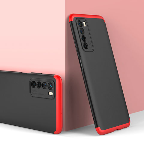 Custodia Plastica Rigida Cover Opaca Fronte e Retro 360 Gradi P01 per Huawei Honor Play4 5G Rosso e Nero