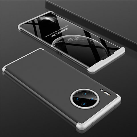 Custodia Plastica Rigida Cover Opaca Fronte e Retro 360 Gradi P01 per Huawei Mate 30 Argento e Nero