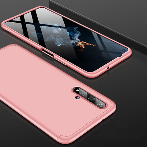 Custodia Plastica Rigida Cover Opaca Fronte e Retro 360 Gradi P01 per Huawei Nova 5T Oro Rosa