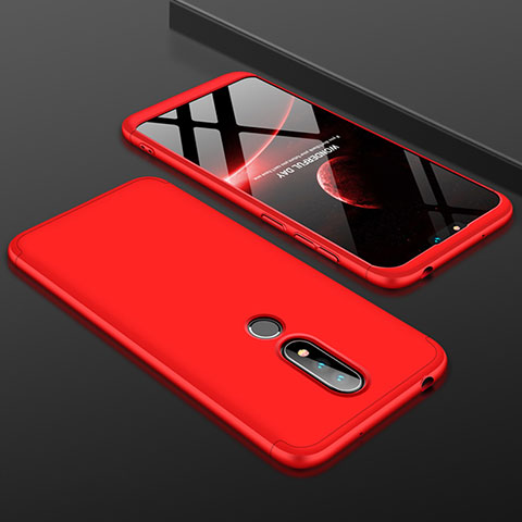 Custodia Plastica Rigida Cover Opaca Fronte e Retro 360 Gradi P01 per Nokia 6.1 Plus Rosso