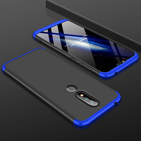 Custodia Plastica Rigida Cover Opaca Fronte e Retro 360 Gradi P01 per Nokia X6 Blu e Nero