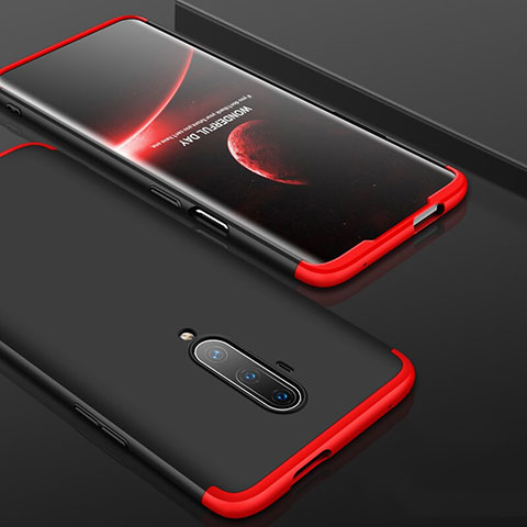 Custodia Plastica Rigida Cover Opaca Fronte e Retro 360 Gradi P01 per OnePlus 7T Pro Rosso e Nero