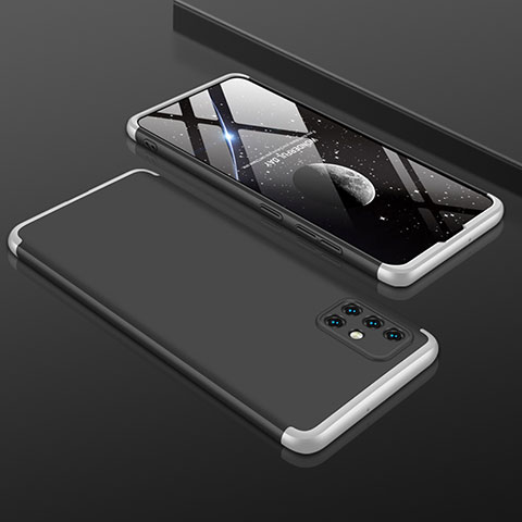 Custodia Plastica Rigida Cover Opaca Fronte e Retro 360 Gradi P01 per Samsung Galaxy A51 5G Argento e Nero