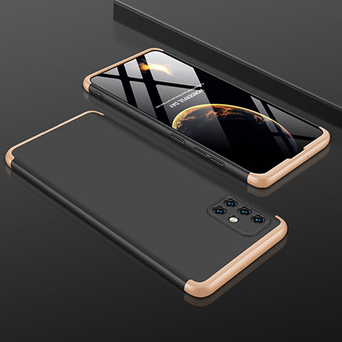 Custodia Plastica Rigida Cover Opaca Fronte e Retro 360 Gradi P01 per Samsung Galaxy A51 5G Oro e Nero