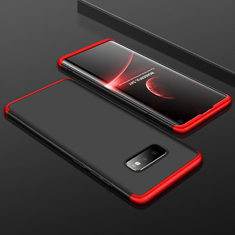 Custodia Plastica Rigida Cover Opaca Fronte e Retro 360 Gradi P01 per Samsung Galaxy S10e Rosso e Nero
