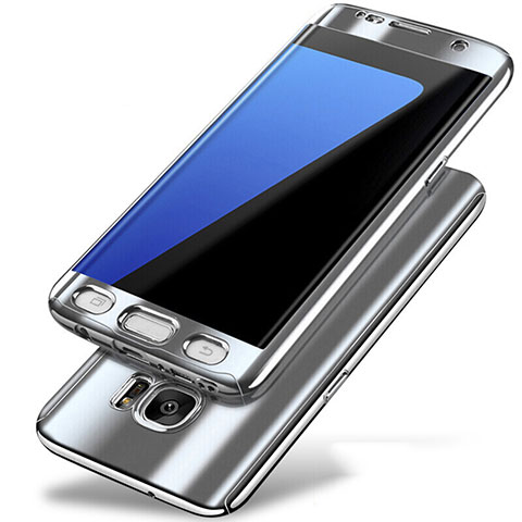 Custodia Plastica Rigida Cover Opaca Fronte e Retro 360 Gradi P01 per Samsung Galaxy S7 Edge G935F Argento