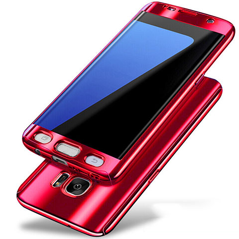 Custodia Plastica Rigida Cover Opaca Fronte e Retro 360 Gradi P01 per Samsung Galaxy S7 Edge G935F Rosso