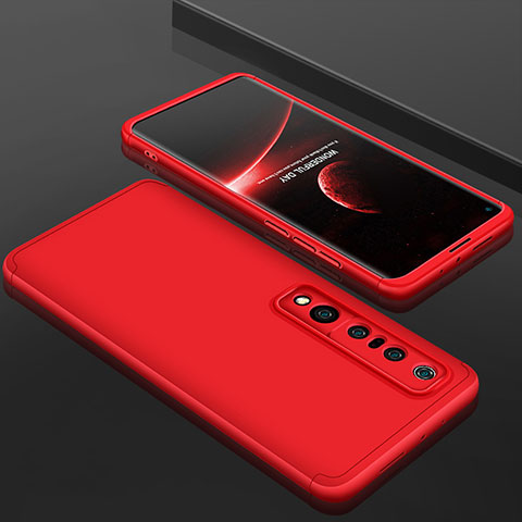 Custodia Plastica Rigida Cover Opaca Fronte e Retro 360 Gradi P01 per Xiaomi Mi 10 Pro Rosso