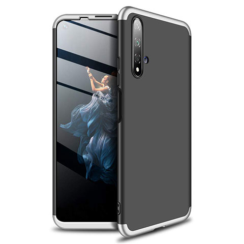 Custodia Plastica Rigida Cover Opaca Fronte e Retro 360 Gradi P02 per Huawei Honor 20 Argento