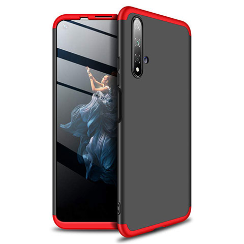 Custodia Plastica Rigida Cover Opaca Fronte e Retro 360 Gradi P02 per Huawei Nova 5T Rosso e Nero