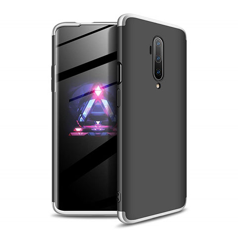 Custodia Plastica Rigida Cover Opaca Fronte e Retro 360 Gradi P02 per OnePlus 7T Pro Argento e Nero