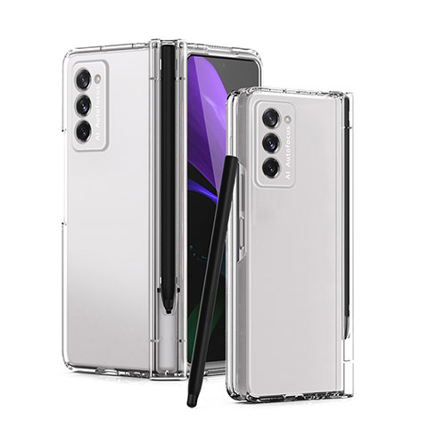 Custodia Plastica Rigida Cover Opaca Fronte e Retro 360 Gradi P02 per Samsung Galaxy Z Fold2 5G Chiaro