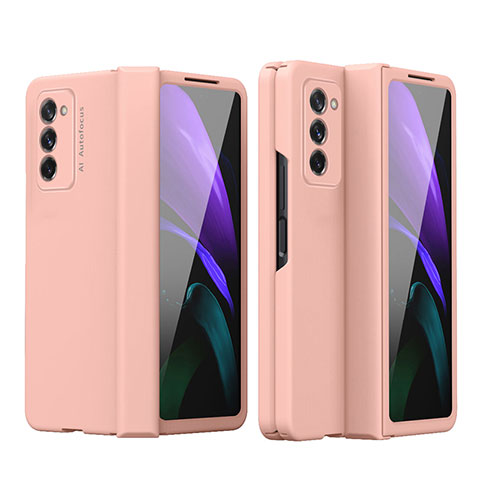 Custodia Plastica Rigida Cover Opaca Fronte e Retro 360 Gradi P03 per Samsung Galaxy Z Fold2 5G Oro Rosa