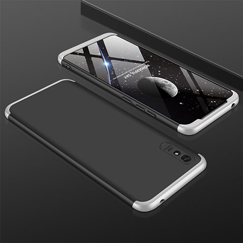 Custodia Plastica Rigida Cover Opaca Fronte e Retro 360 Gradi P03 per Xiaomi Redmi 9A Argento e Nero