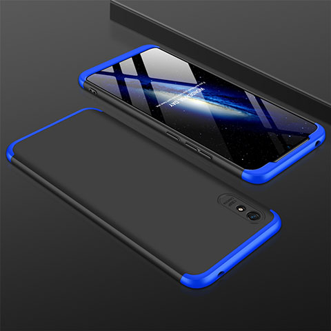 Custodia Plastica Rigida Cover Opaca Fronte e Retro 360 Gradi P03 per Xiaomi Redmi 9A Blu e Nero