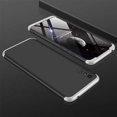 Custodia Plastica Rigida Cover Opaca Fronte e Retro 360 Gradi P03 per Xiaomi Redmi 9AT Argento e Nero