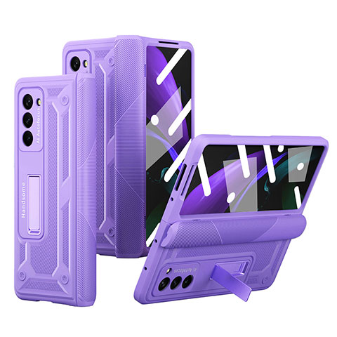 Custodia Plastica Rigida Cover Opaca Fronte e Retro 360 Gradi P06 per Samsung Galaxy Z Fold2 5G Viola