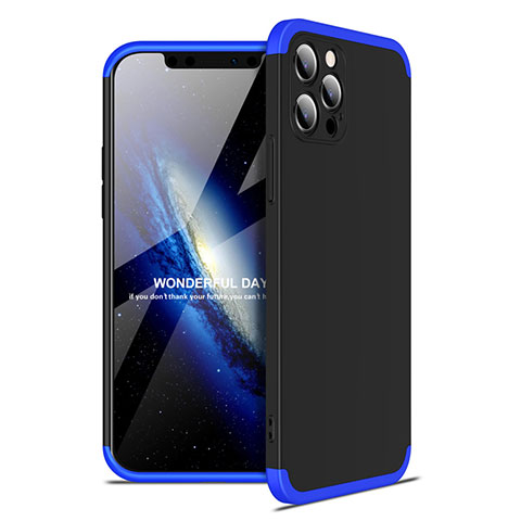 Custodia Plastica Rigida Cover Opaca Fronte e Retro 360 Gradi per Apple iPhone 12 Pro Blu e Nero