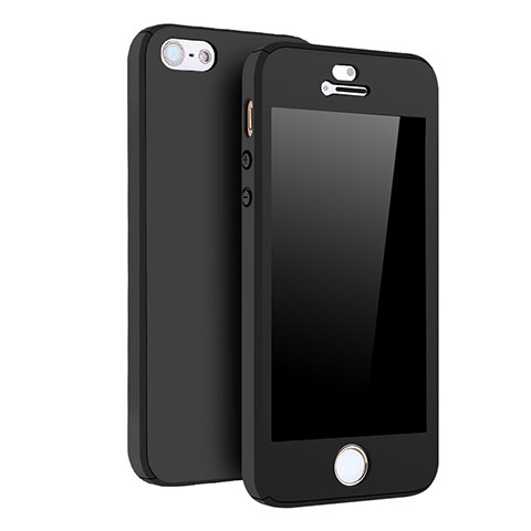 Custodia Plastica Rigida Cover Opaca Fronte e Retro 360 Gradi per Apple iPhone 5 Nero