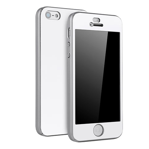 Custodia Plastica Rigida Cover Opaca Fronte e Retro 360 Gradi per Apple iPhone SE Argento
