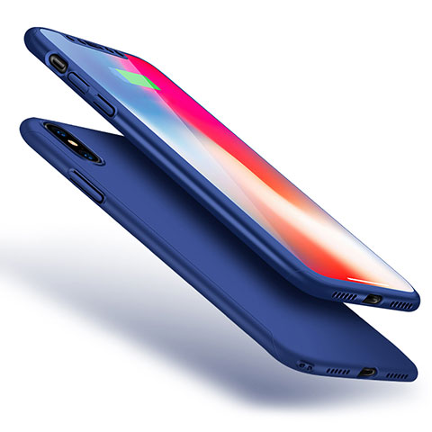 Custodia Plastica Rigida Cover Opaca Fronte e Retro 360 Gradi per Apple iPhone Xs Max Blu