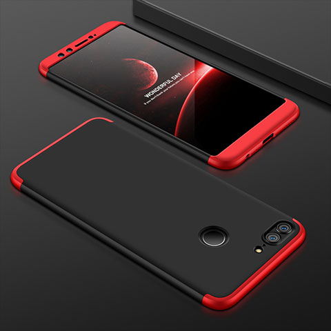 Custodia Plastica Rigida Cover Opaca Fronte e Retro 360 Gradi per Huawei Honor 9 Lite Rosso e Nero