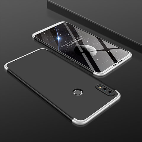 Custodia Plastica Rigida Cover Opaca Fronte e Retro 360 Gradi per Huawei Honor V10 Lite Argento e Nero