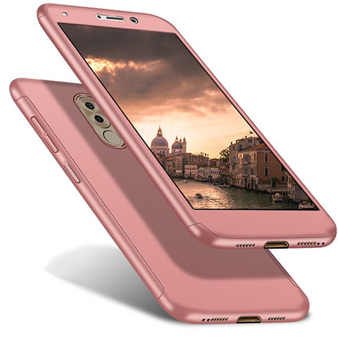 Custodia Plastica Rigida Cover Opaca Fronte e Retro 360 Gradi per Huawei Mate 9 Lite Oro Rosa