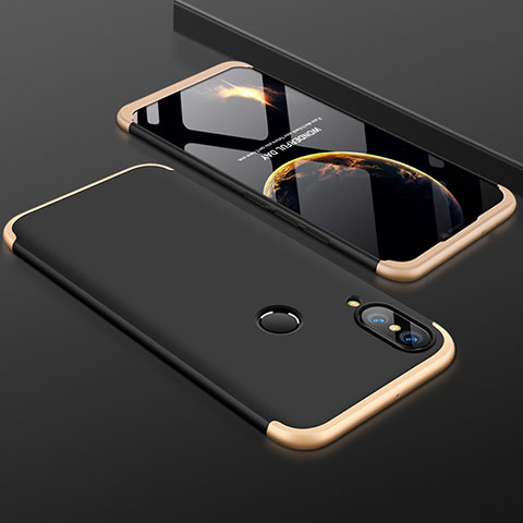 Custodia Plastica Rigida Cover Opaca Fronte e Retro 360 Gradi per Huawei Nova 3e Oro e Nero