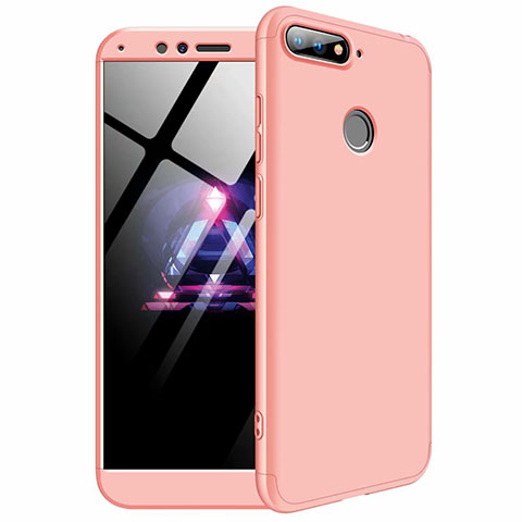 Custodia Plastica Rigida Cover Opaca Fronte e Retro 360 Gradi per Huawei Y6 (2018) Oro Rosa