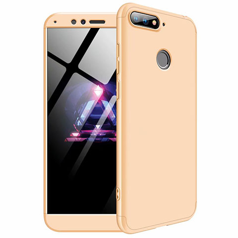 Custodia Plastica Rigida Cover Opaca Fronte e Retro 360 Gradi per Huawei Y6 Prime (2018) Oro