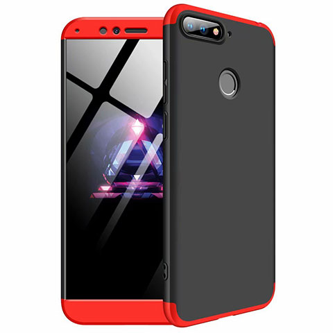 Custodia Plastica Rigida Cover Opaca Fronte e Retro 360 Gradi per Huawei Y6 Prime (2018) Rosso e Nero