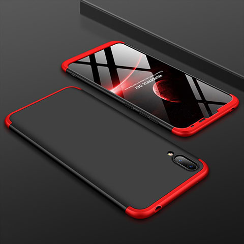 Custodia Plastica Rigida Cover Opaca Fronte e Retro 360 Gradi per Huawei Y7 Prime (2019) Rosso e Nero