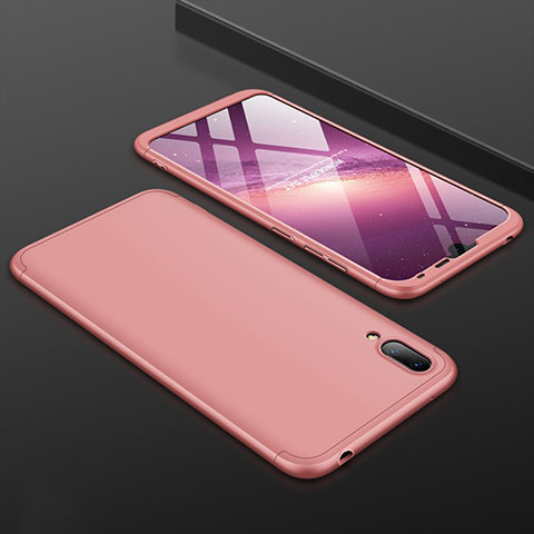 Custodia Plastica Rigida Cover Opaca Fronte e Retro 360 Gradi per Huawei Y7 Pro (2019) Oro Rosa